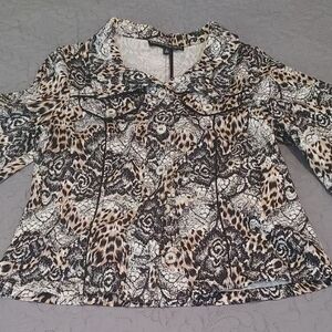 Proportion Petite Animal Print Button-Up Jacket Sz 6